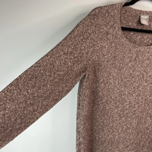 JOE FRESH Active Side Slit Knit Sweater Maroon Brown Marled Crewneck Stretch M - Picture 5 of 11